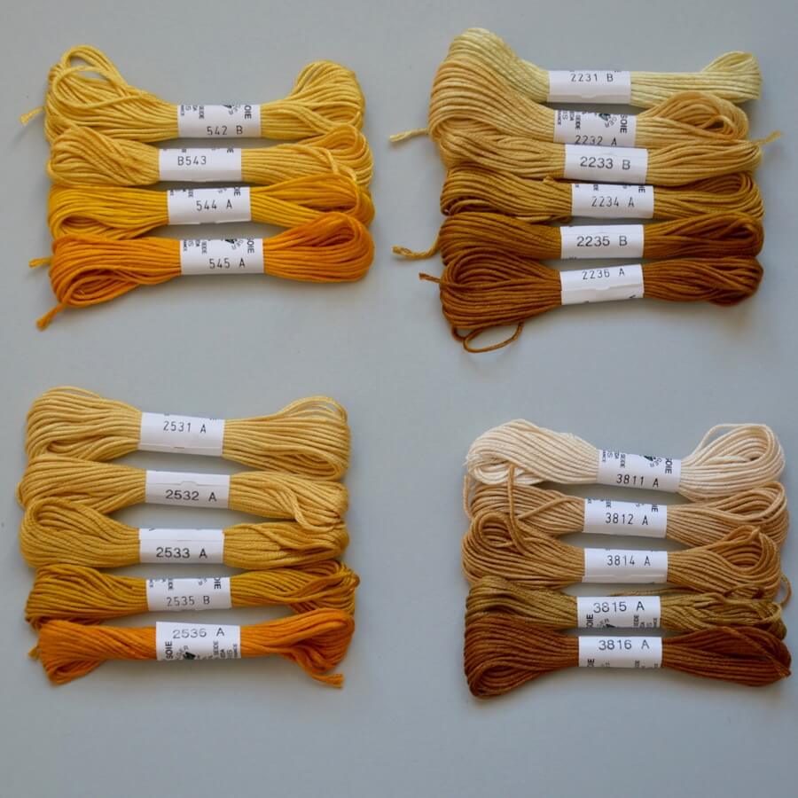 Soie d'Alger, Universal silk embroidery thread, yellow warm